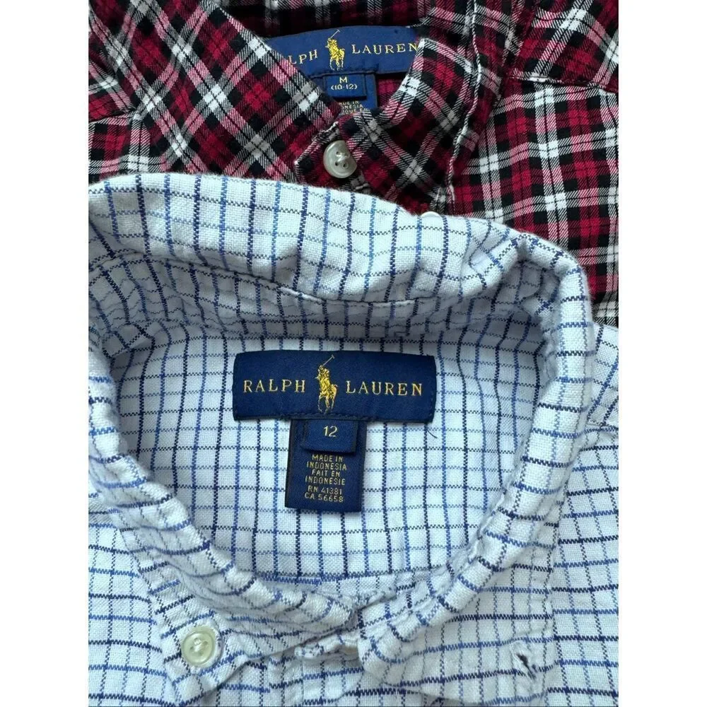 3 piece boys button down dress shirts & vest bundle size 10-12 by Ralph Lauren
